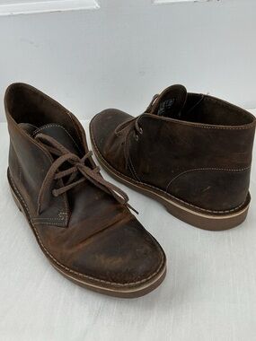 Clarks 15522 Bushacre Brown Distressed Leather Chukka Boots Lace Up Men's US 8 M